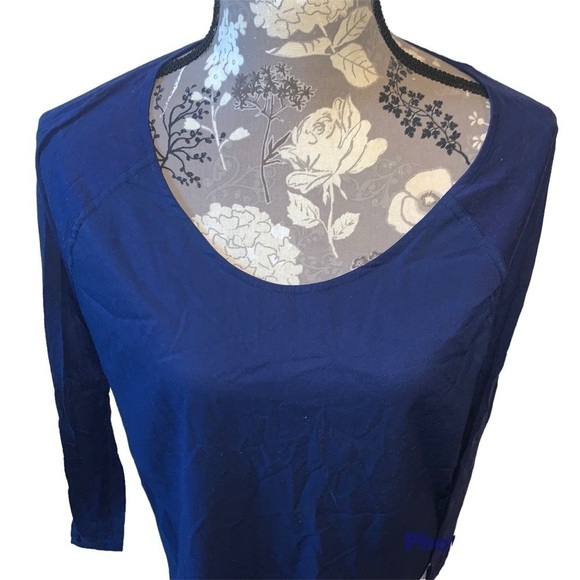 FRENCH CONNECTION Navy Blue Long Sleeve Blouse size large - Picture 3 of 7